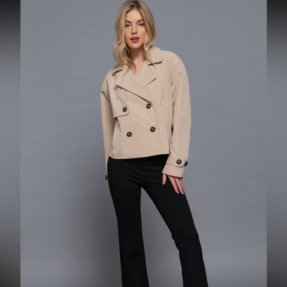 Cropped Double-Breasted Trench Coat